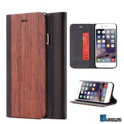 Чохол Дерев'яний Книжка Шкіра на Iphone 6/6s