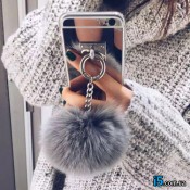 Чохол дзеркальний з хутром на Iphone 8